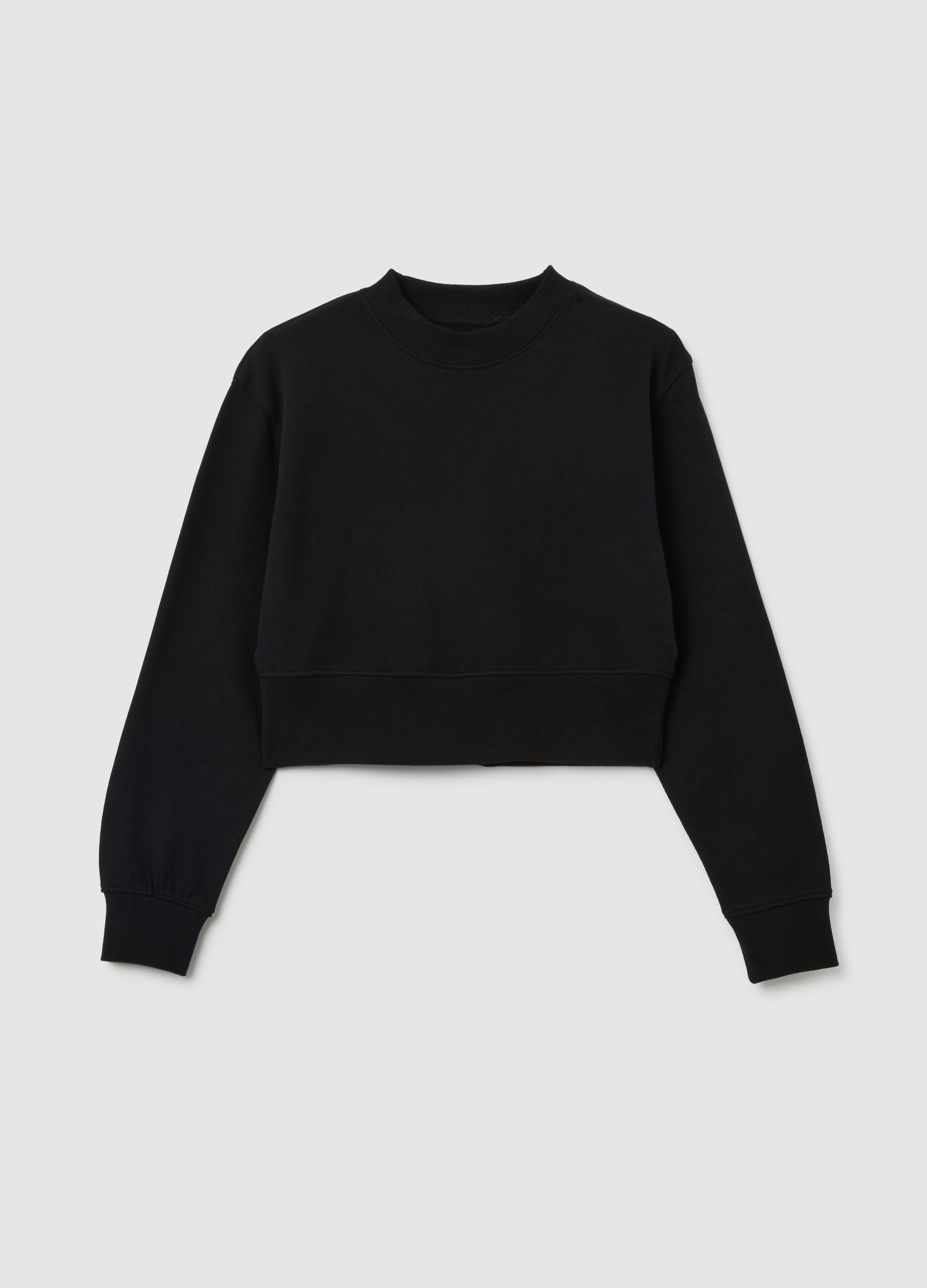 Girls' black regular fit pure cotton sweatshirt