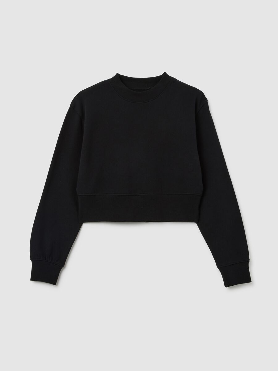 Felpa da ragazze in puro cotone nera regular fit_3