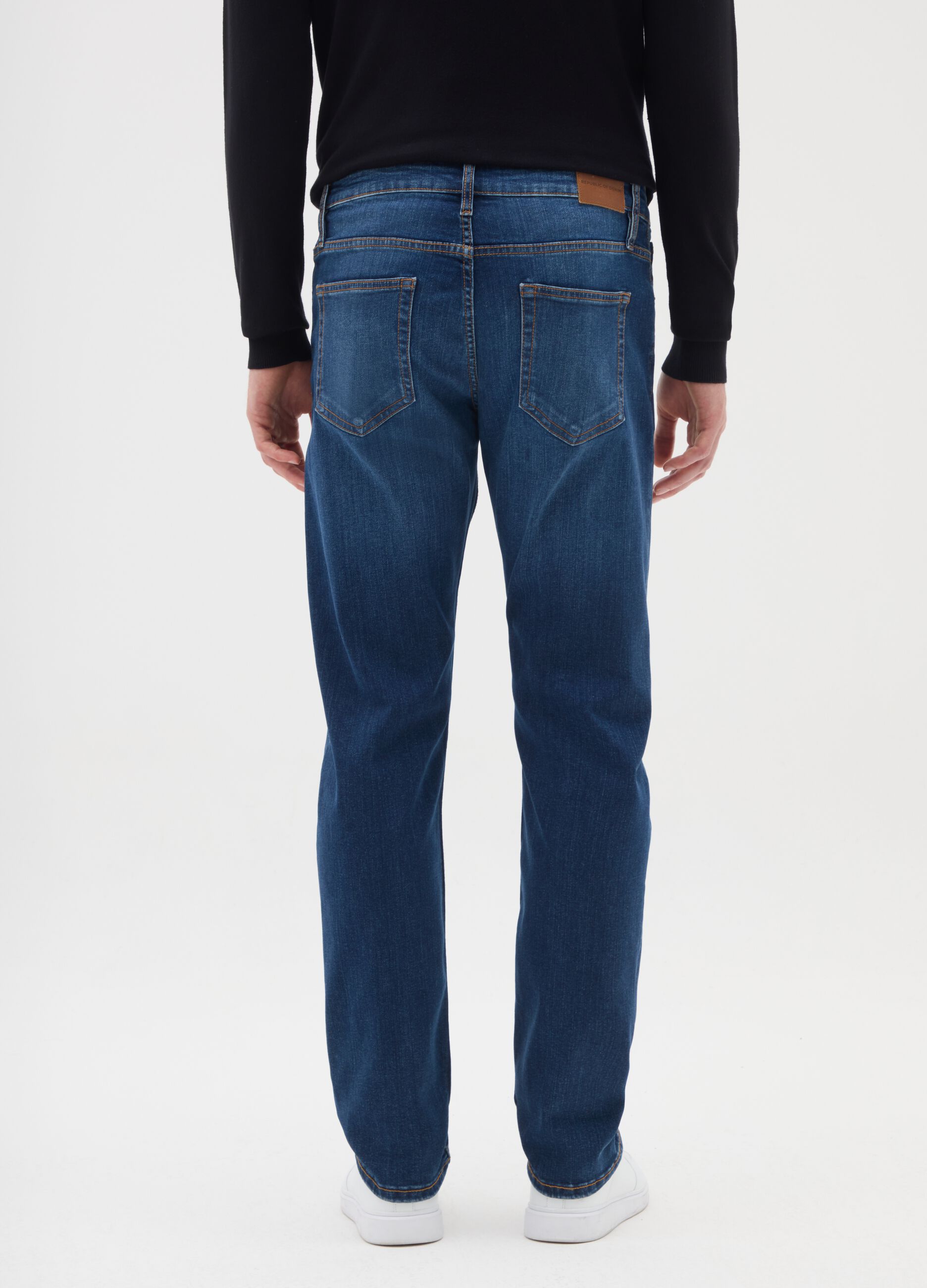Regular fit blue stretch denim jeans
