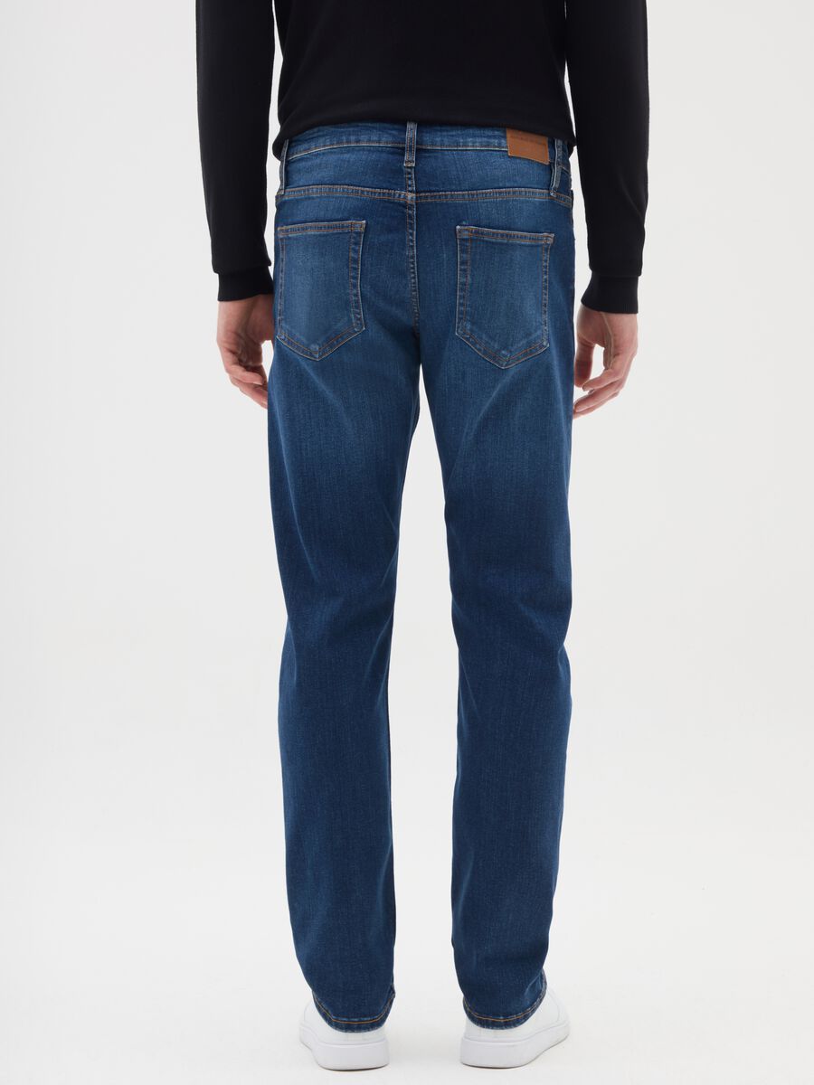 Regular fit blue stretch denim jeans_2