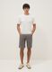 Grey striped stretch cotton Bermuda shorts_0