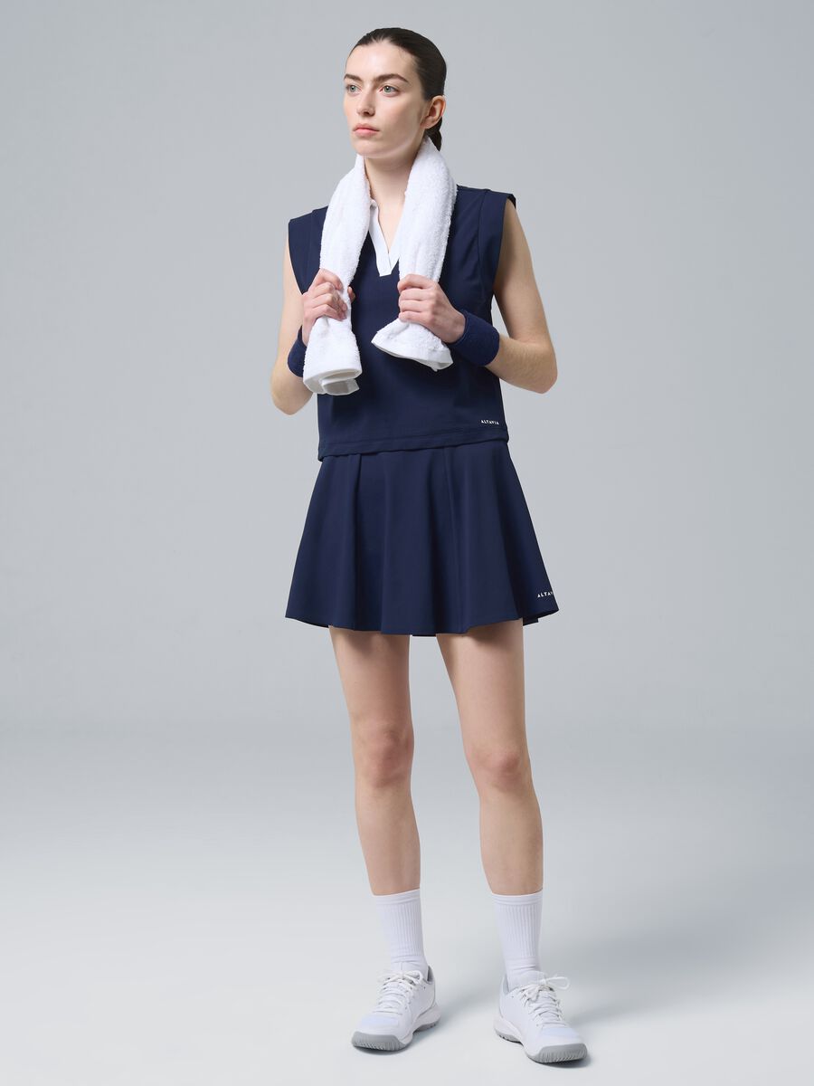 ALTAVIA COURT blue sports skirt in stretch technical fabric with integrated shorts_0