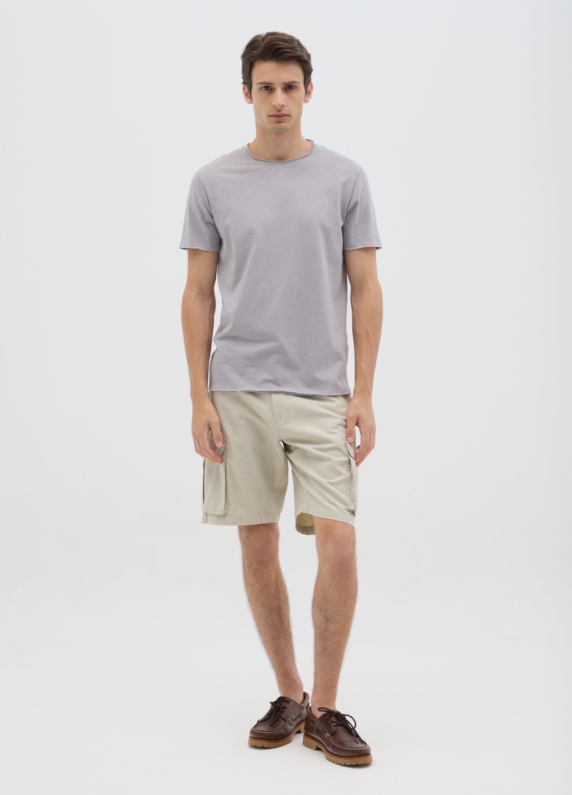 T-shirt da uomo in puro cotone grigia regular fit