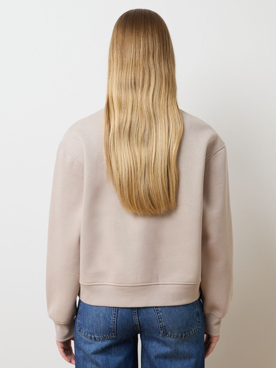 Beige cotton blend sweatshirt with embroidery_3