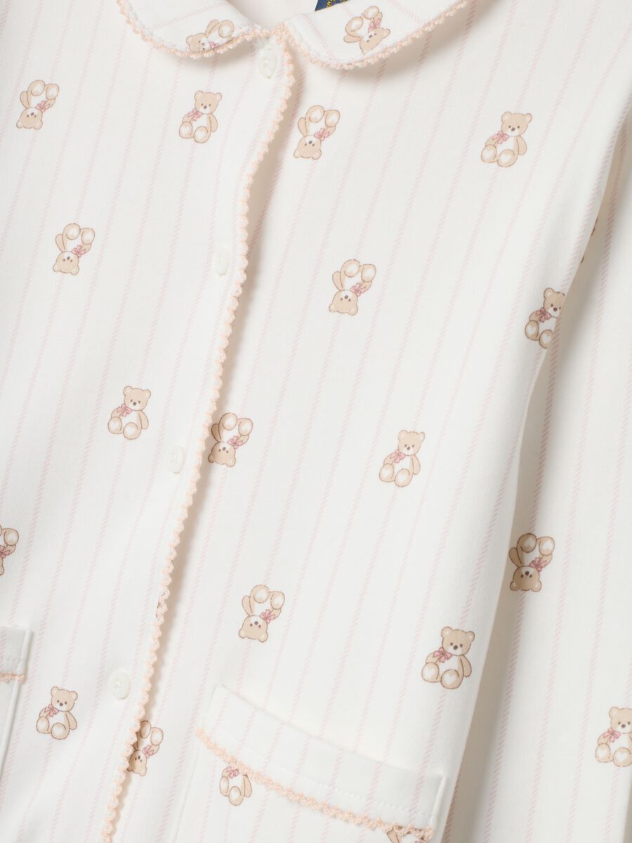 Pigiama bianco in puro cotone organico con girocollo_2