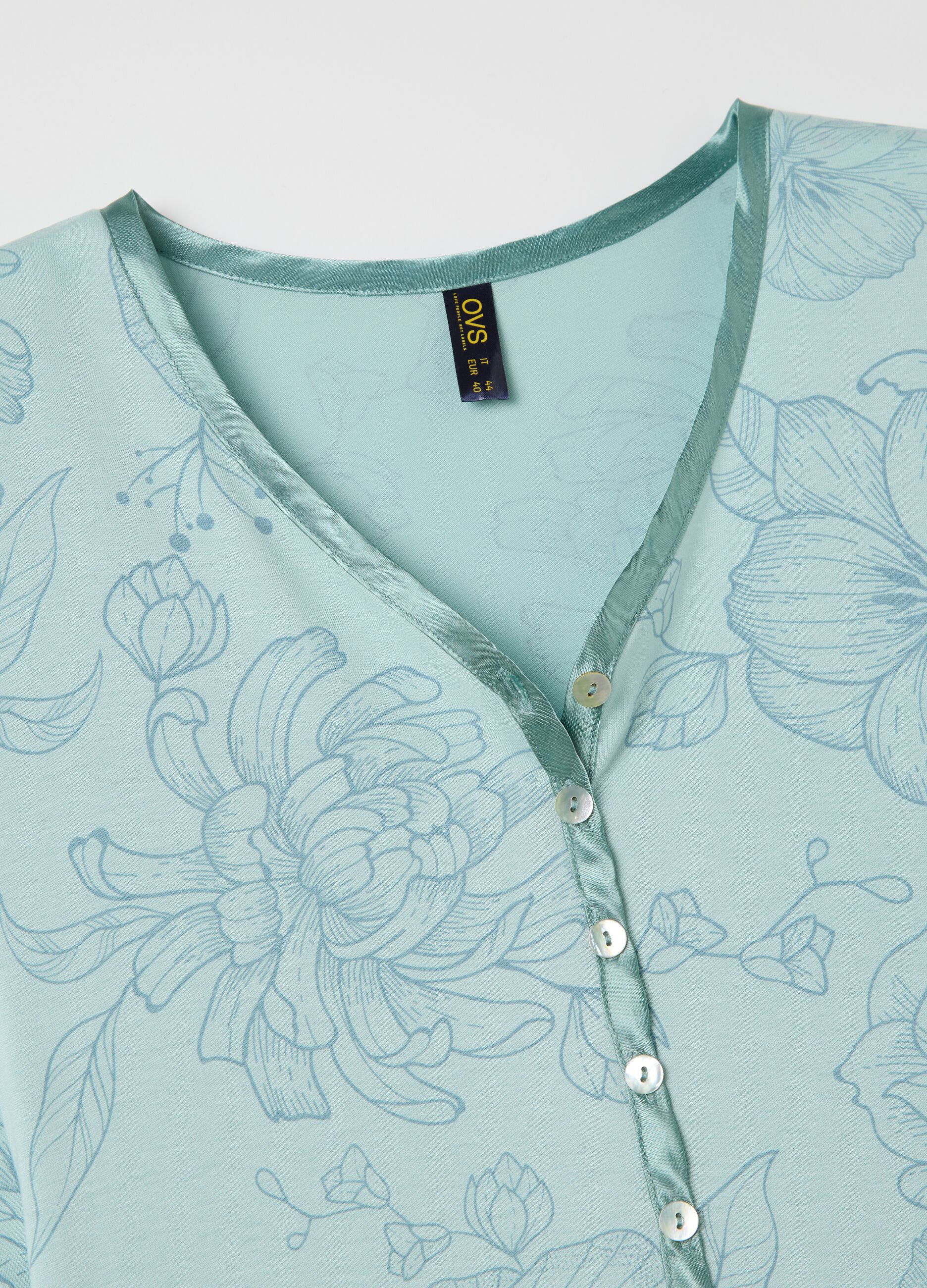 Light blue nightgown with floral print