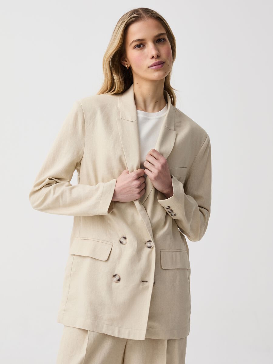 Relaxed-fit blazer in linen and viscose_1