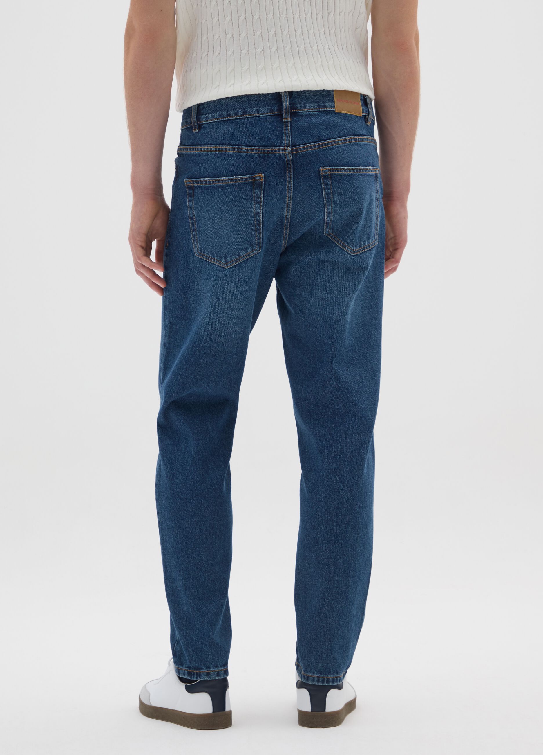 Blue pure cotton jeans with relaxed fit