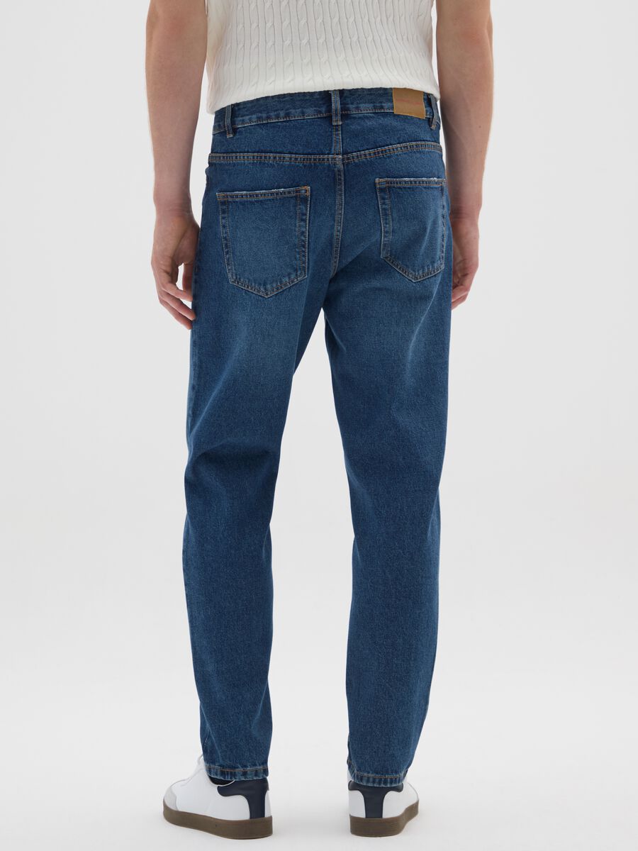 Blue pure cotton jeans with relaxed fit_2