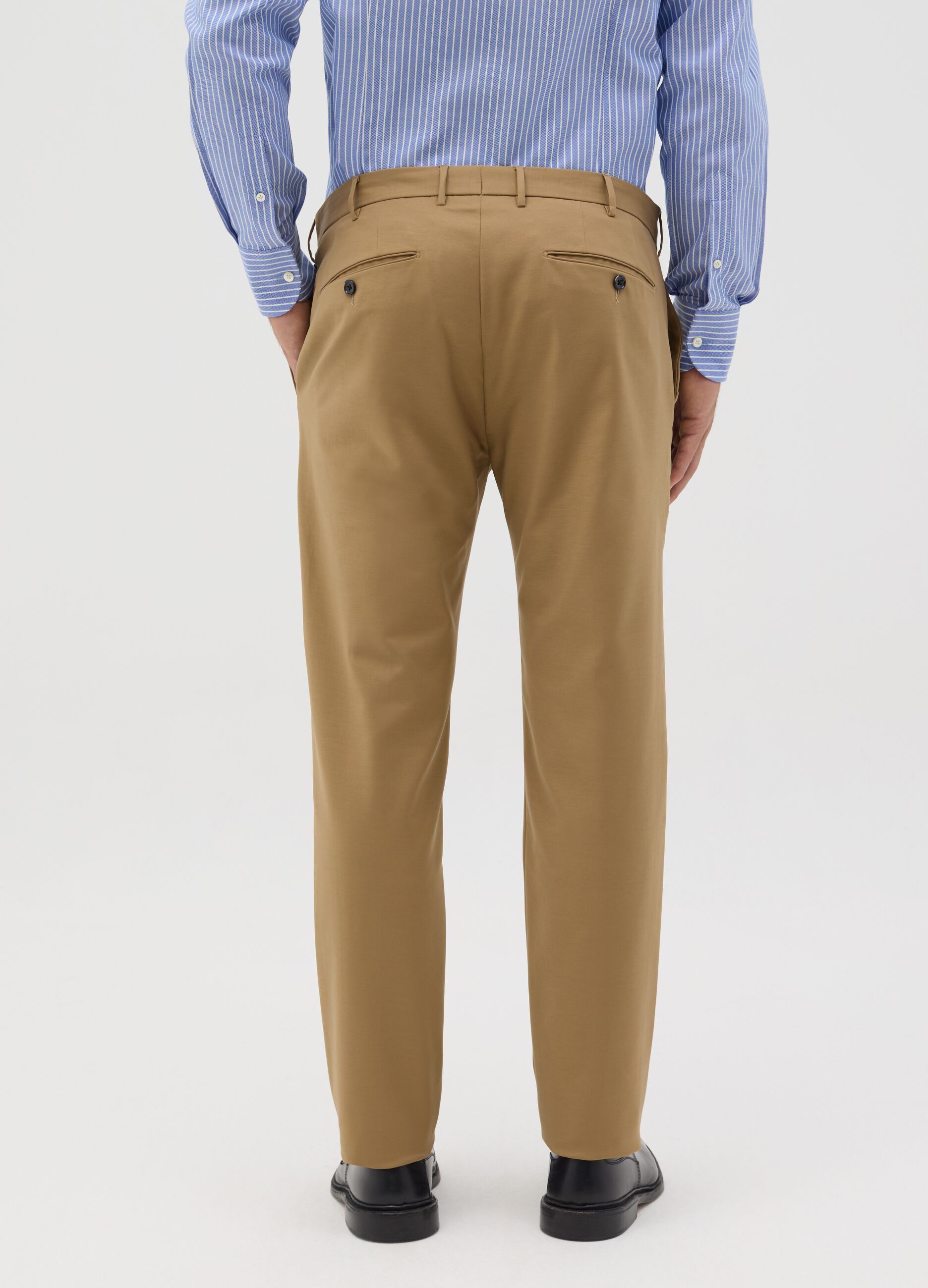 Beige slim-fit chino trousers