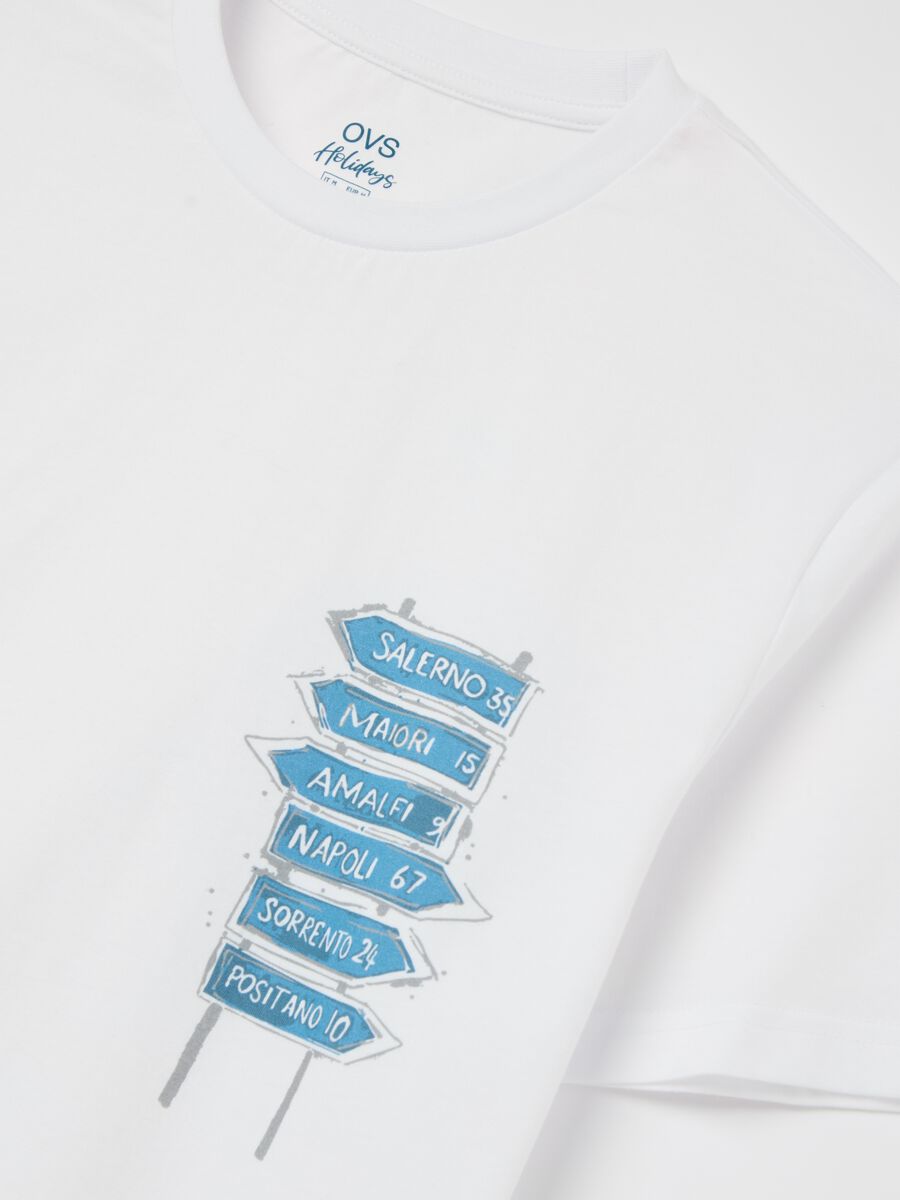 Cotton T-shirt with coastal cities motif print_5