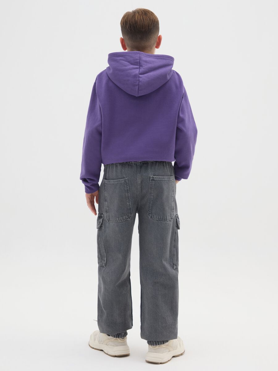 Jogger cargo in denim grigio da ragazzo in puro cotone relaxed fit_1