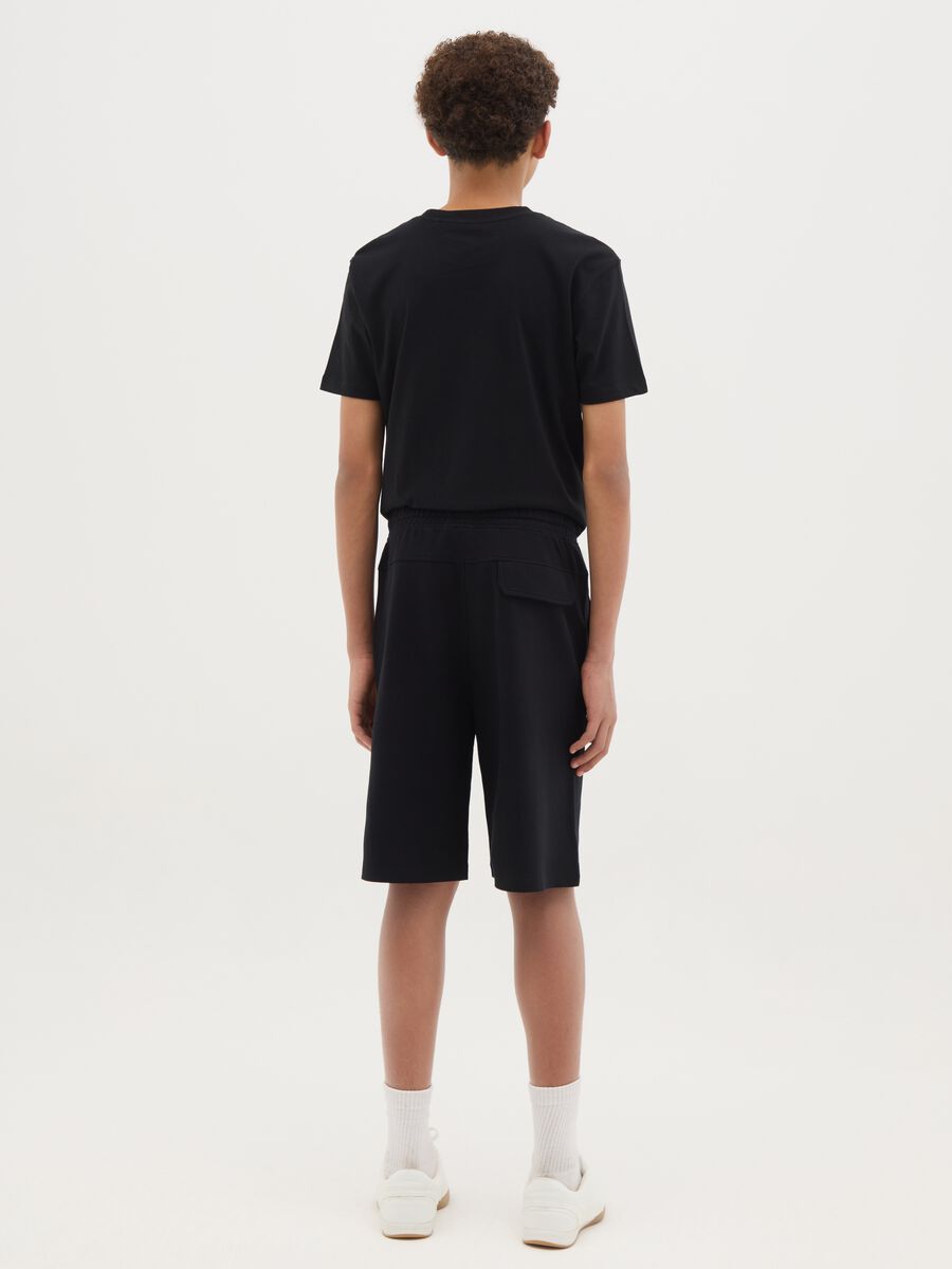 Boy's regular fit pure cotton black shorts with logo_1