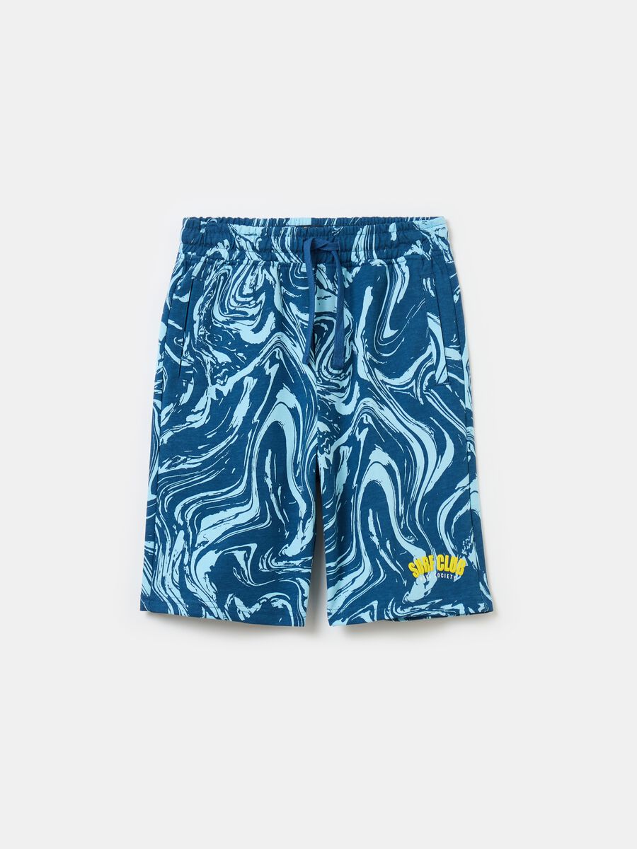 Bermuda shorts with drawstring and print_0