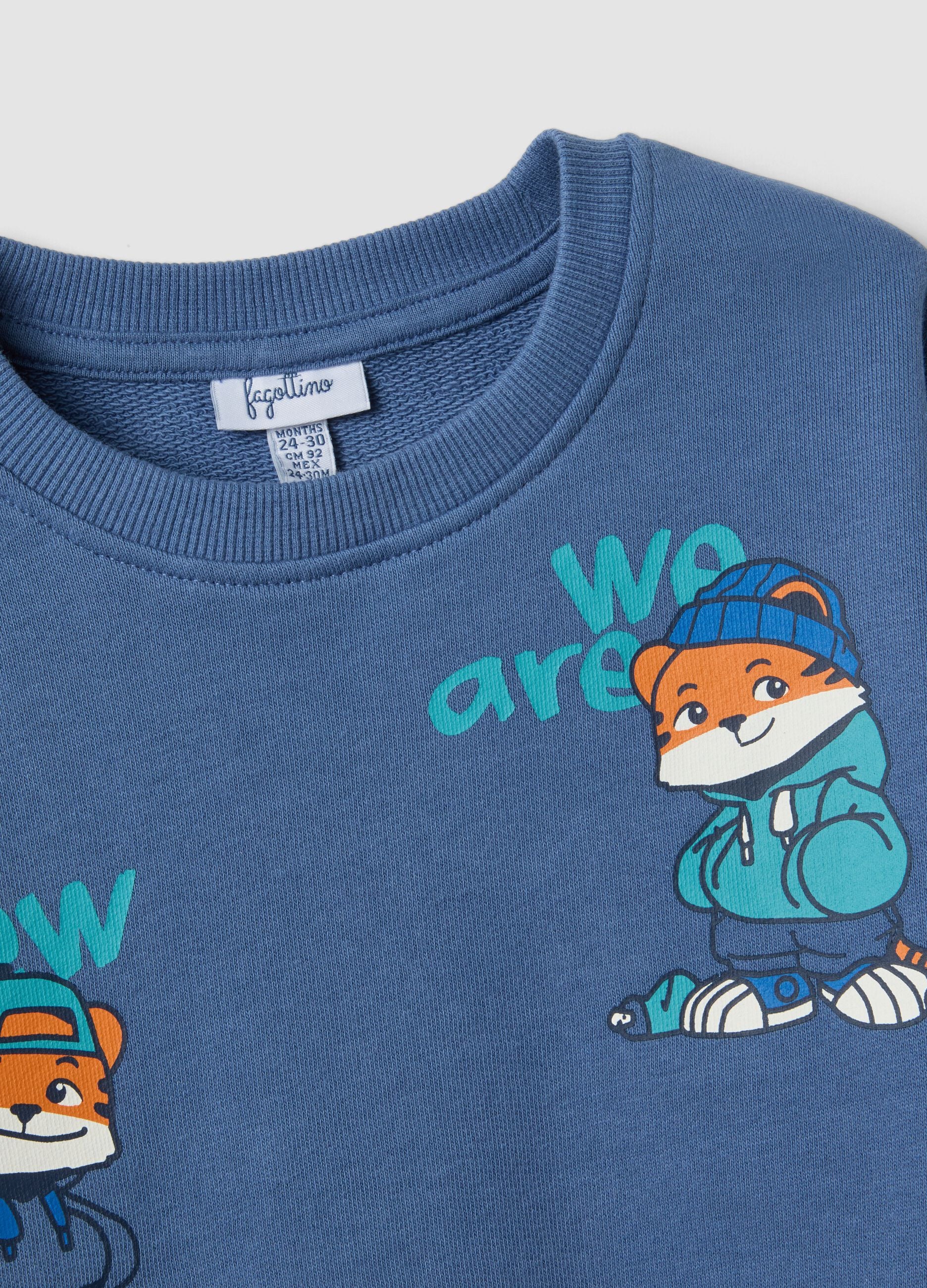 Completo jogging over fit blu in puro cotone per bimbo