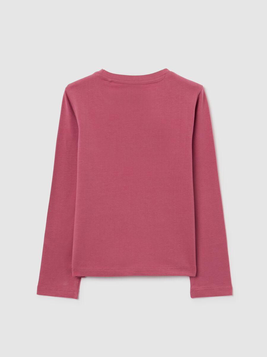 Girls' pink regular fit cotton blend top with print_1
