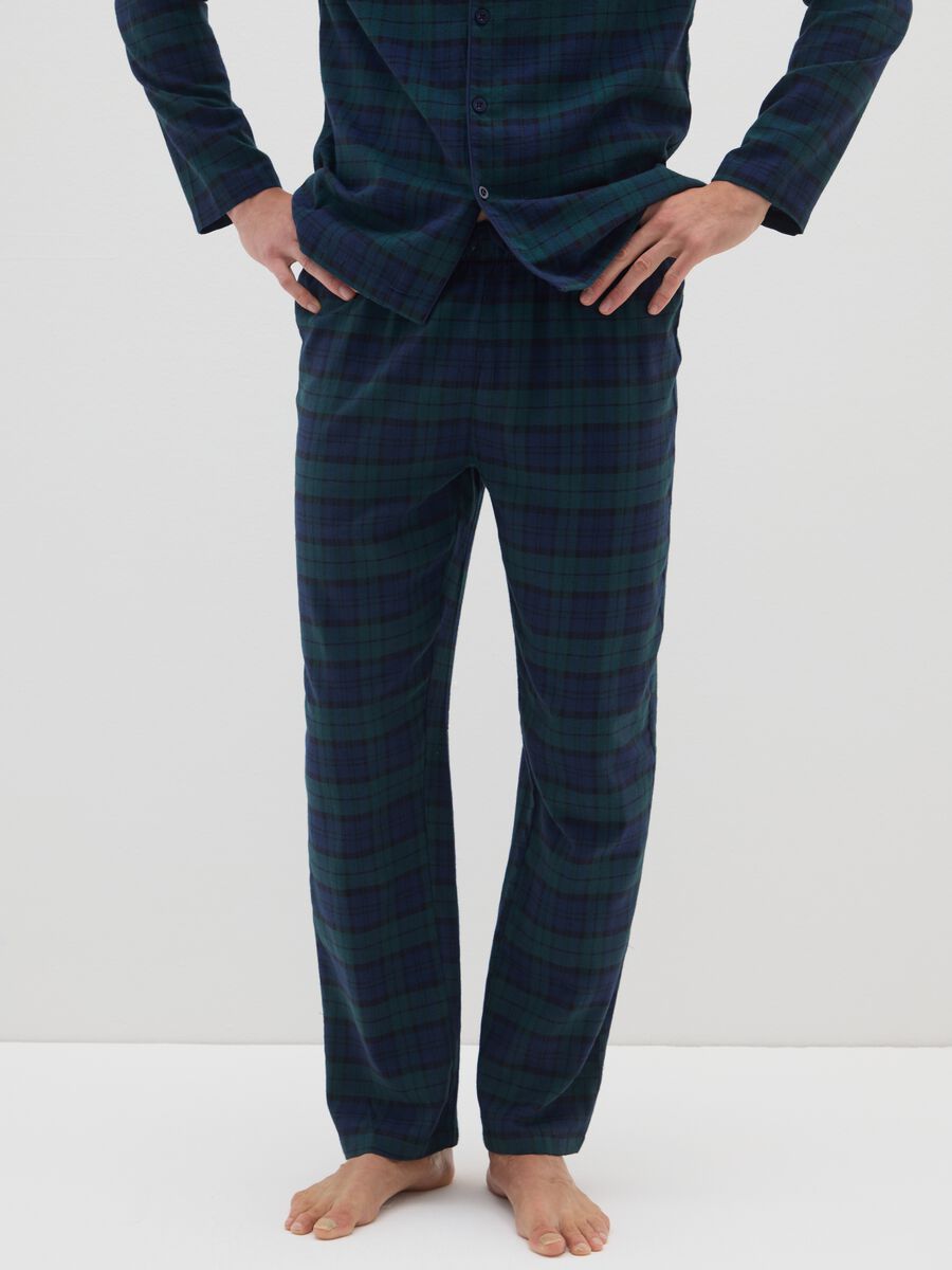 Multicoloured pure cotton checked pyjama trousers_1