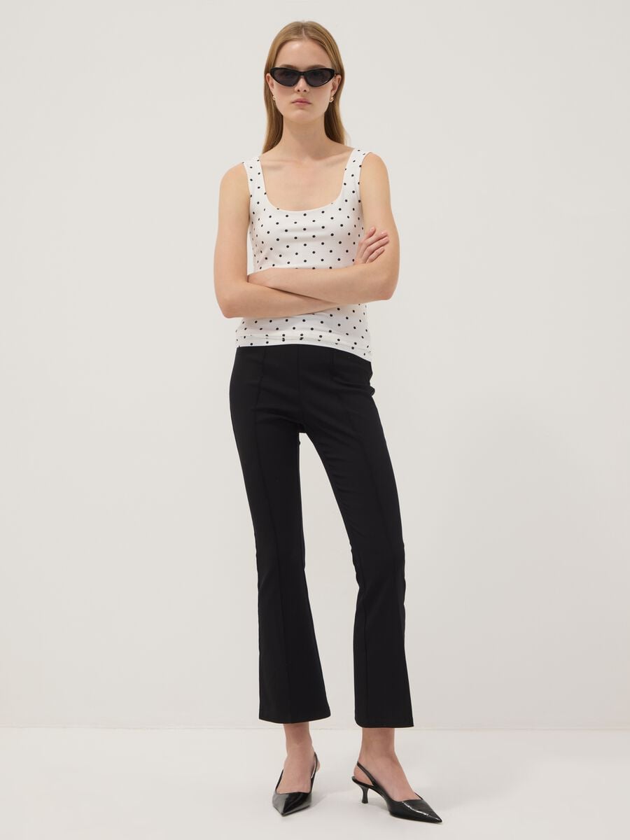 Leggings flare neri in viscosa elasticizzato_0
