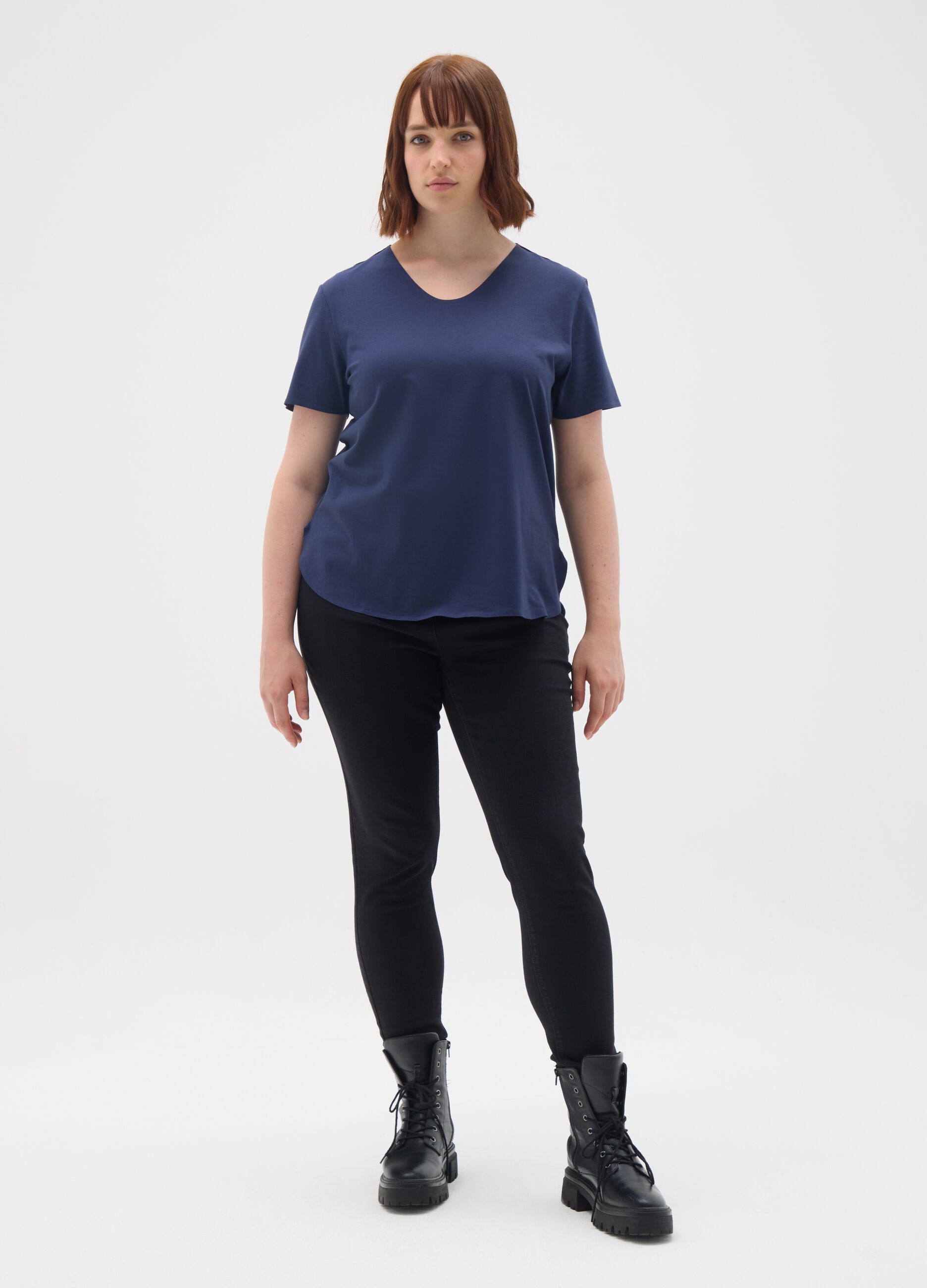 Women's stretch cotton blue T-shirt