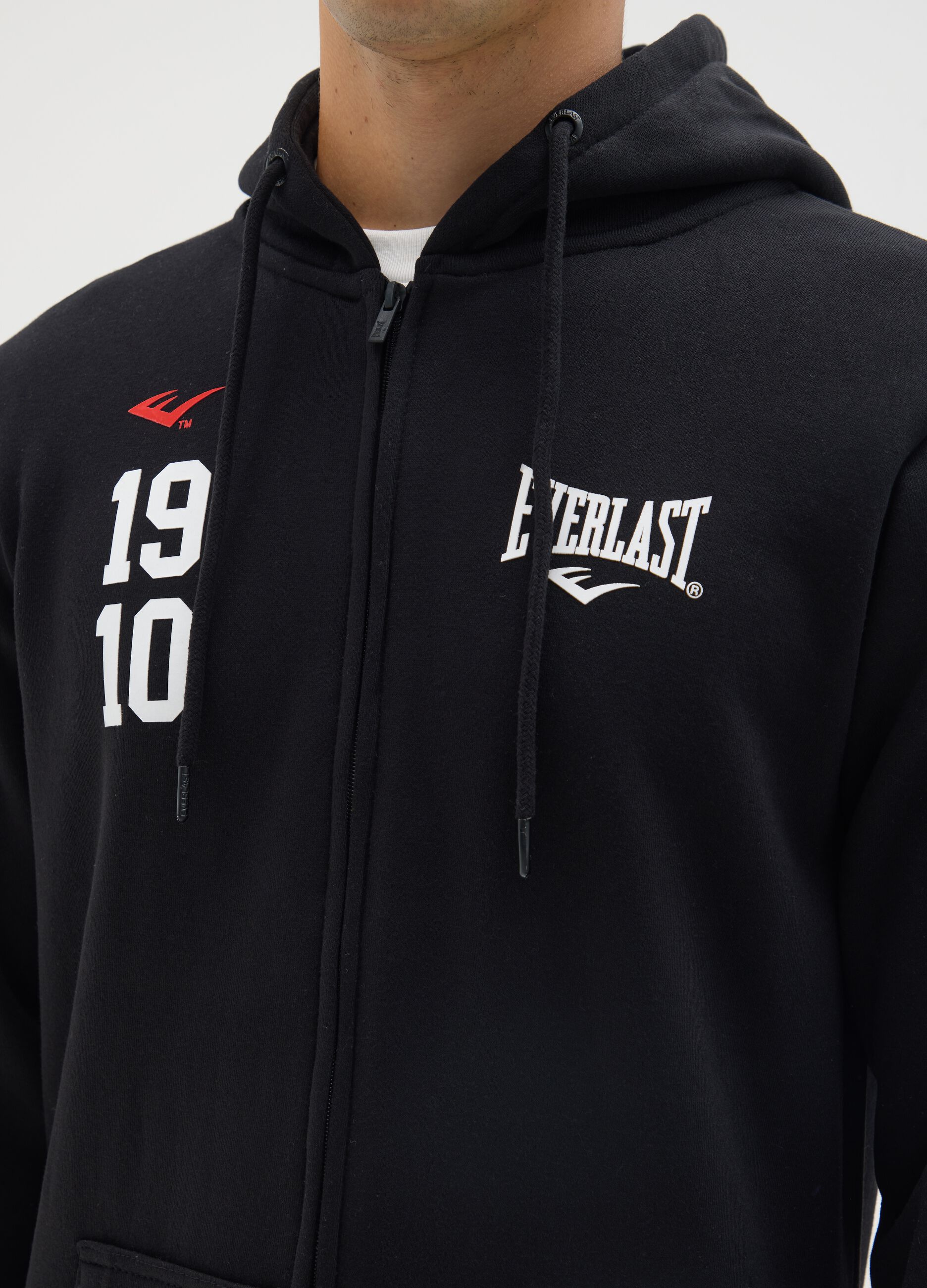 Felpa in misto cotone nera con cappuccio Everlast