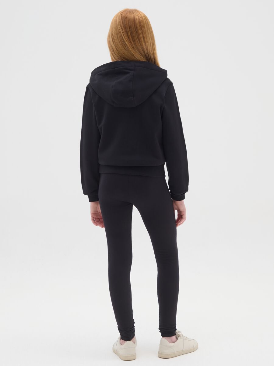 Leggings neri da ragazza in cotone elasticizzato vestibilità skinny_1