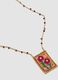 Brown necklace with embroidered pendant in pure cotton_1