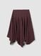 Brown polka-dot skirt in viscose blend with asymmetric hem_5