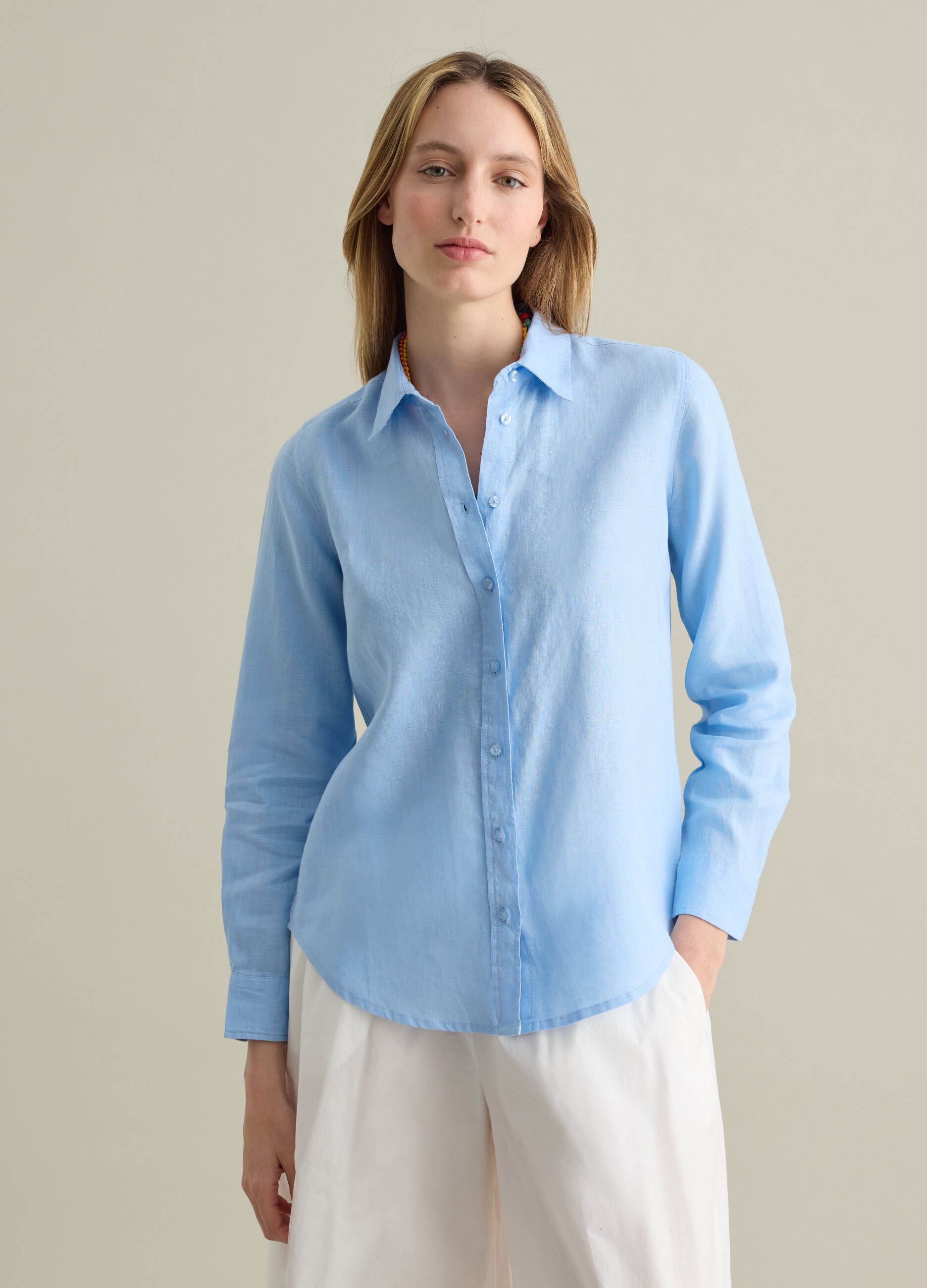 Light blue regular-fit shirt in linen