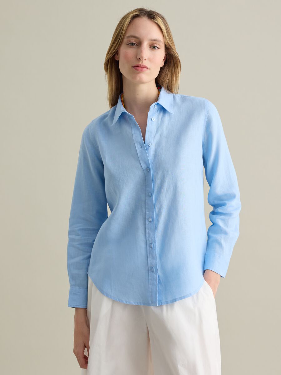 Light blue regular-fit shirt in linen_0