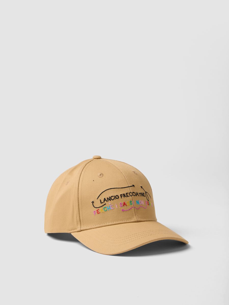 Cappello da baseball in puro cotone beige con scritta_0