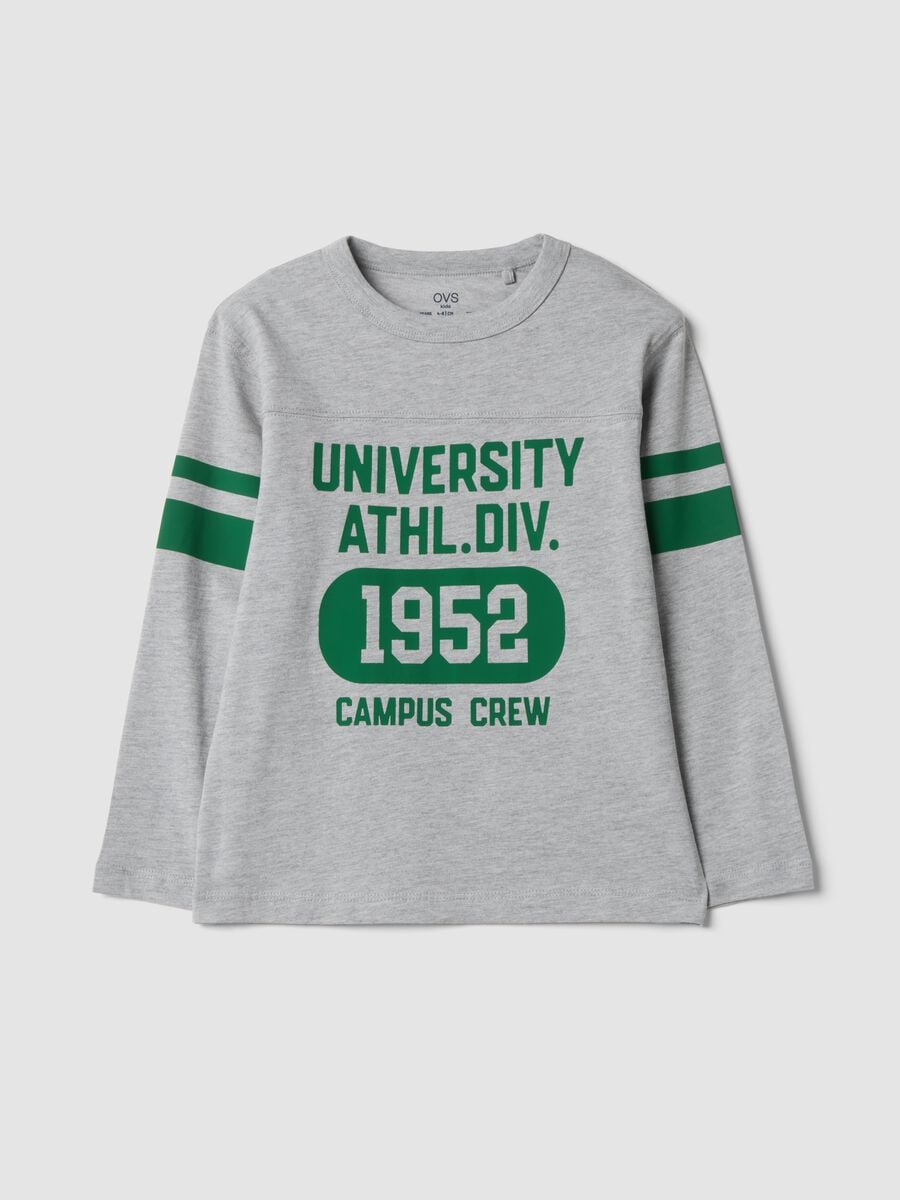 T-shirt grigia in puro cotone con girocollo_0