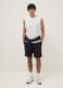 Black regular-fit stretch jogger Bermuda shorts_1