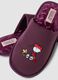 Mauve Purple Peanuts Embroidered Slippers_2