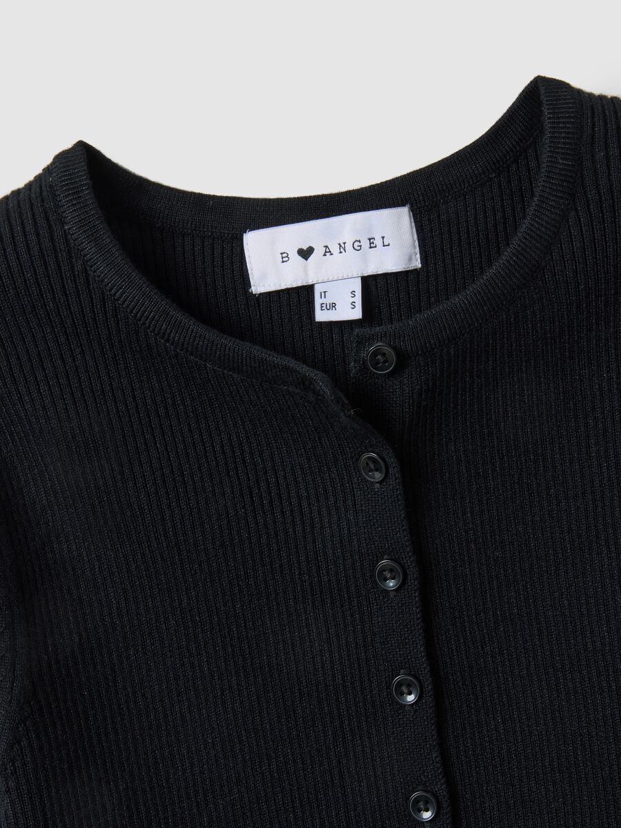 Cardigan in misto viscosa nero vestibilit&agrave; fitted_5