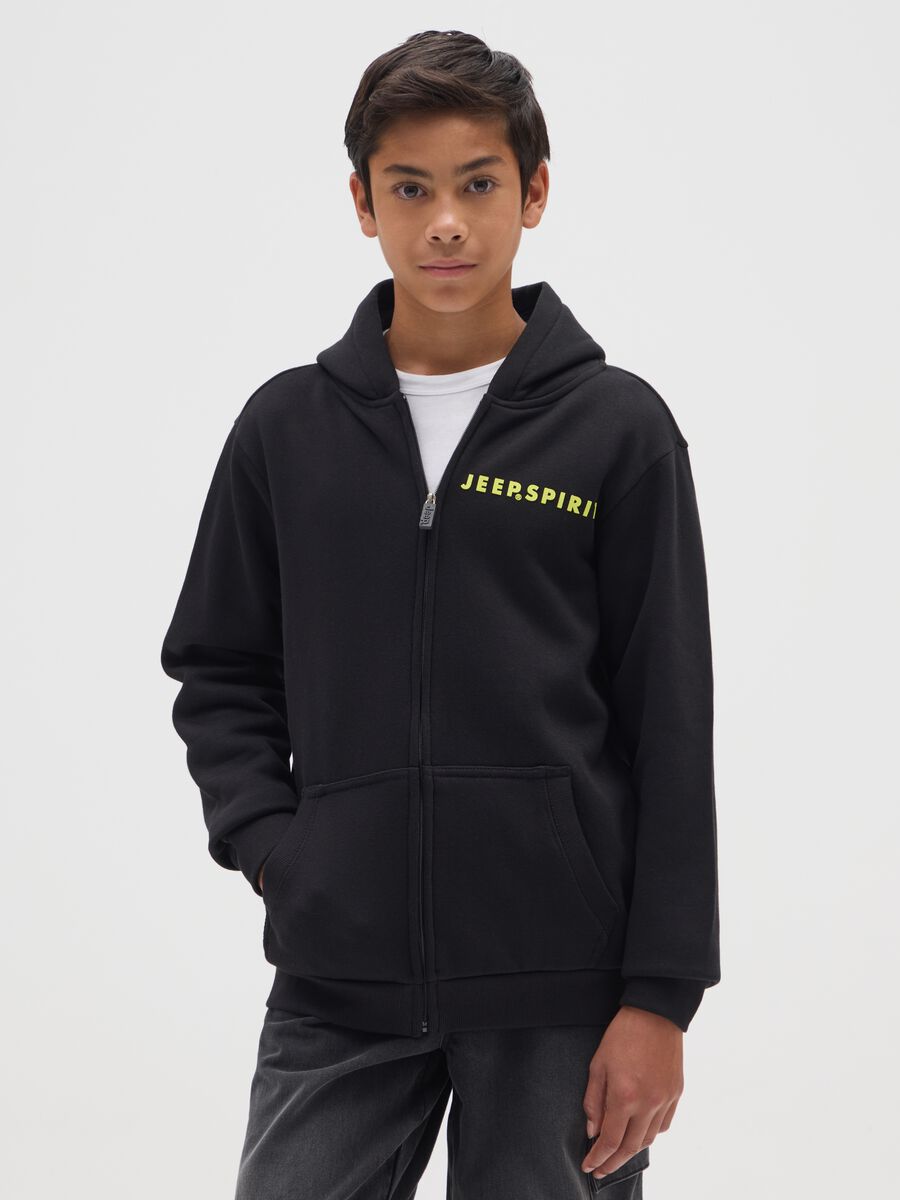 Felpa da bambino in misto cotone nera regular fit_0