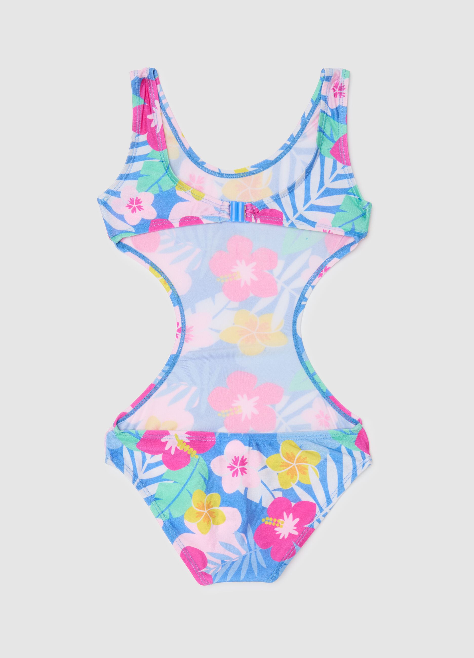 Costume intero da bambina in tessuto elasticizzato multicolor