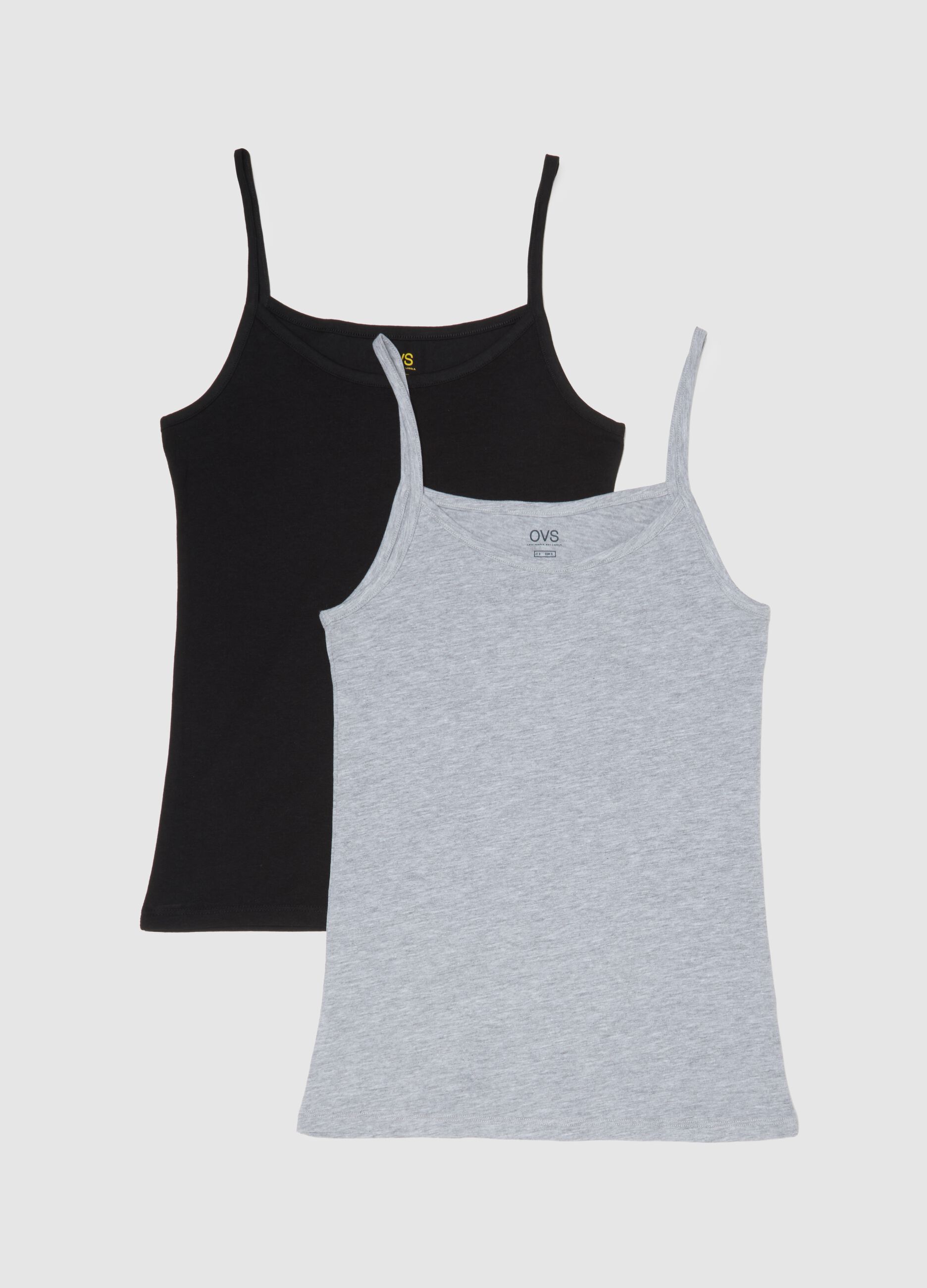 Twin pack of black and grey stretch camisoles