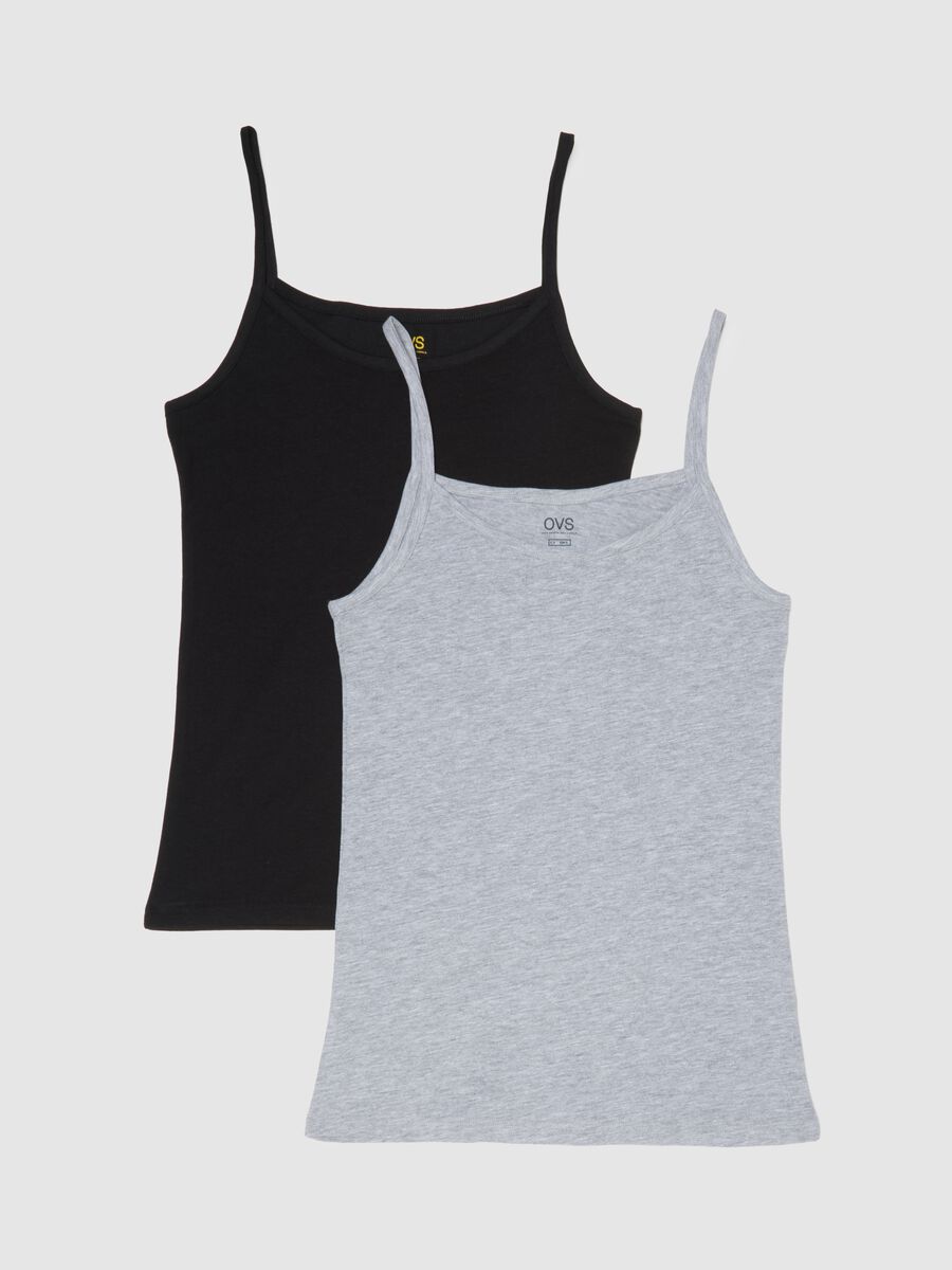 Twin pack of black and grey stretch camisoles_0