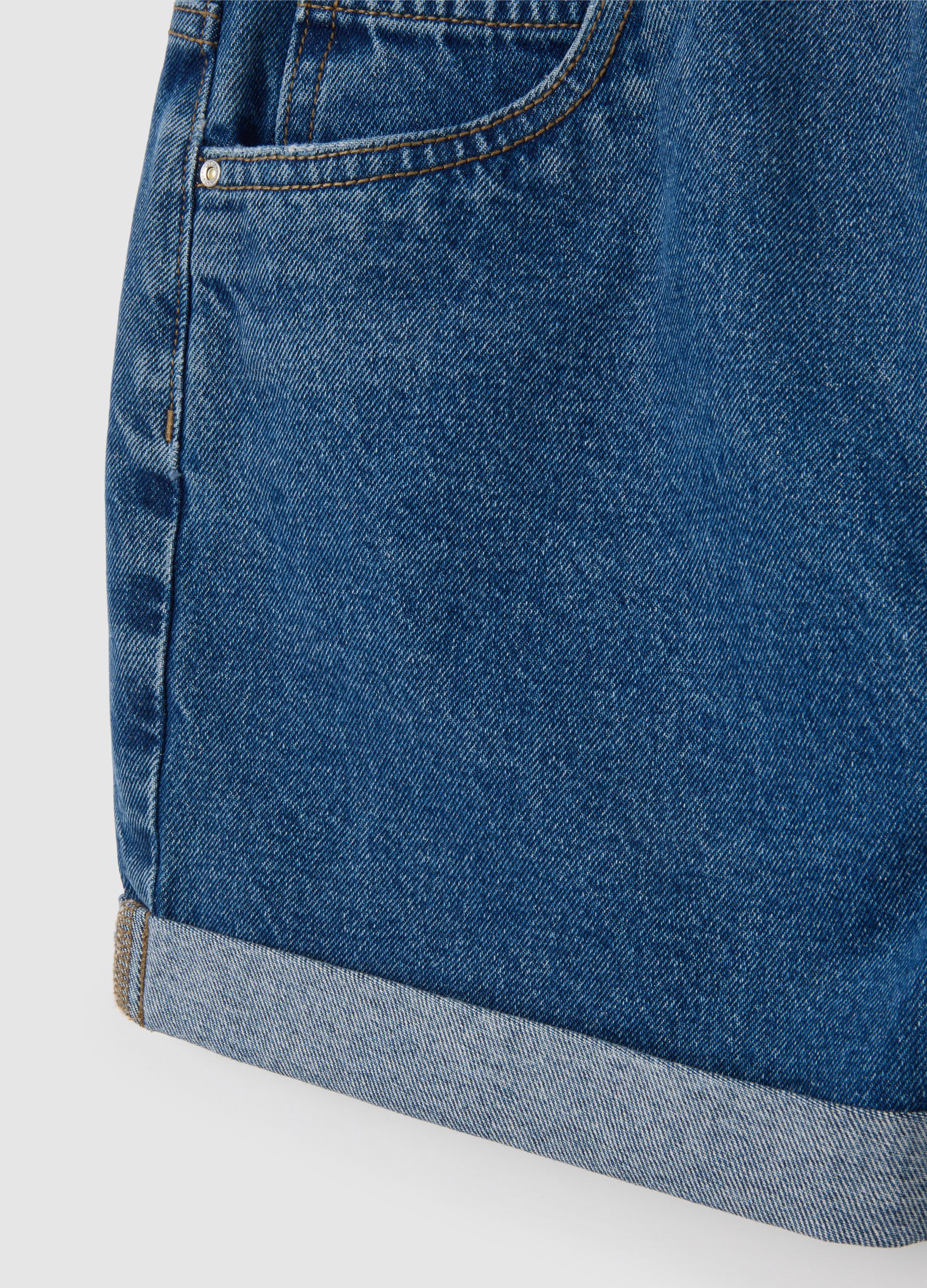 Shorts da donna in puro cotone denim regular fit