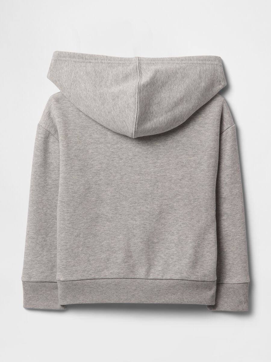 Grey cotton blend baby girl's regular fit hoodie with zip and logo_1