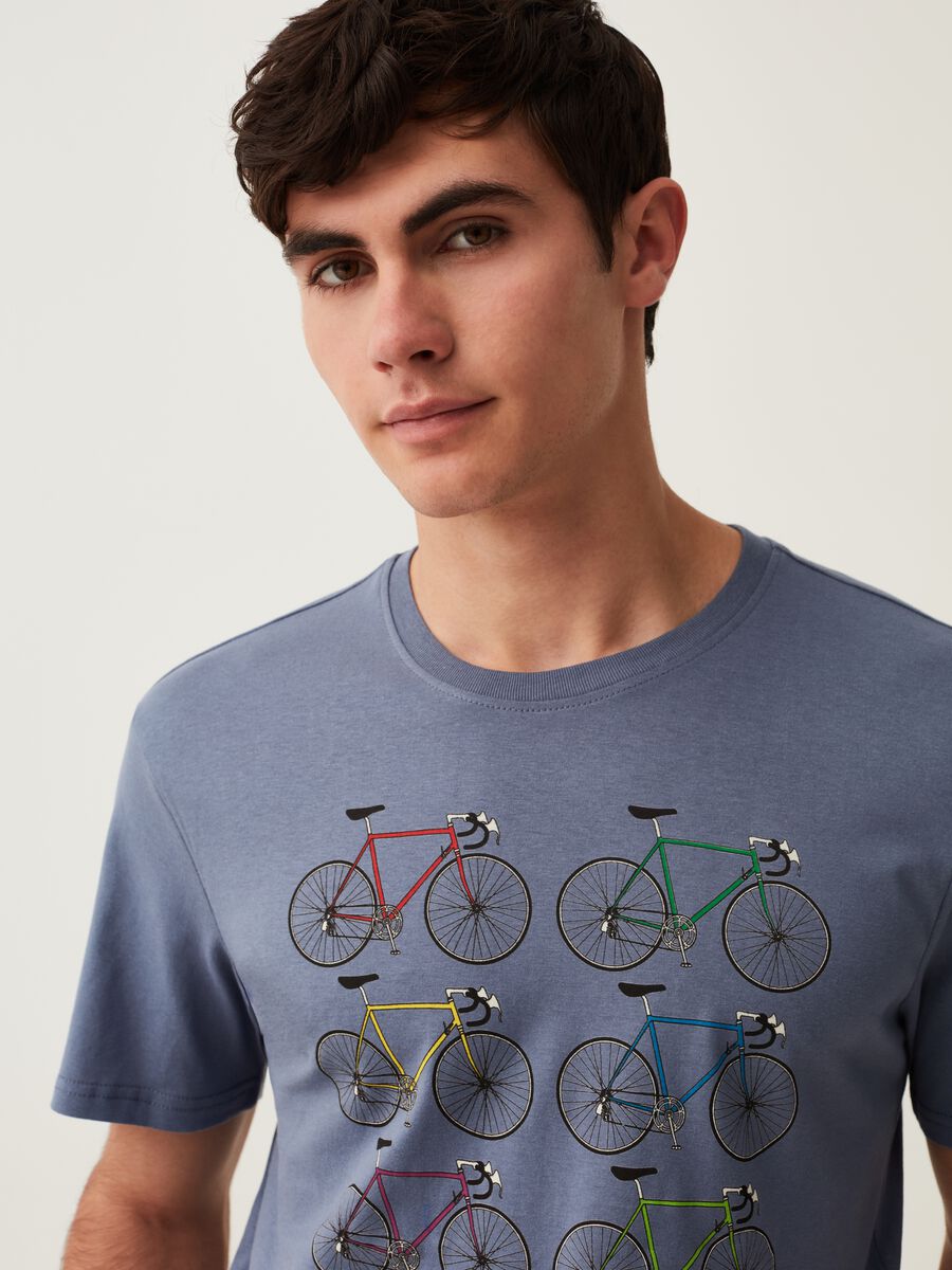 Cotton T-shirt with bicycles print_1