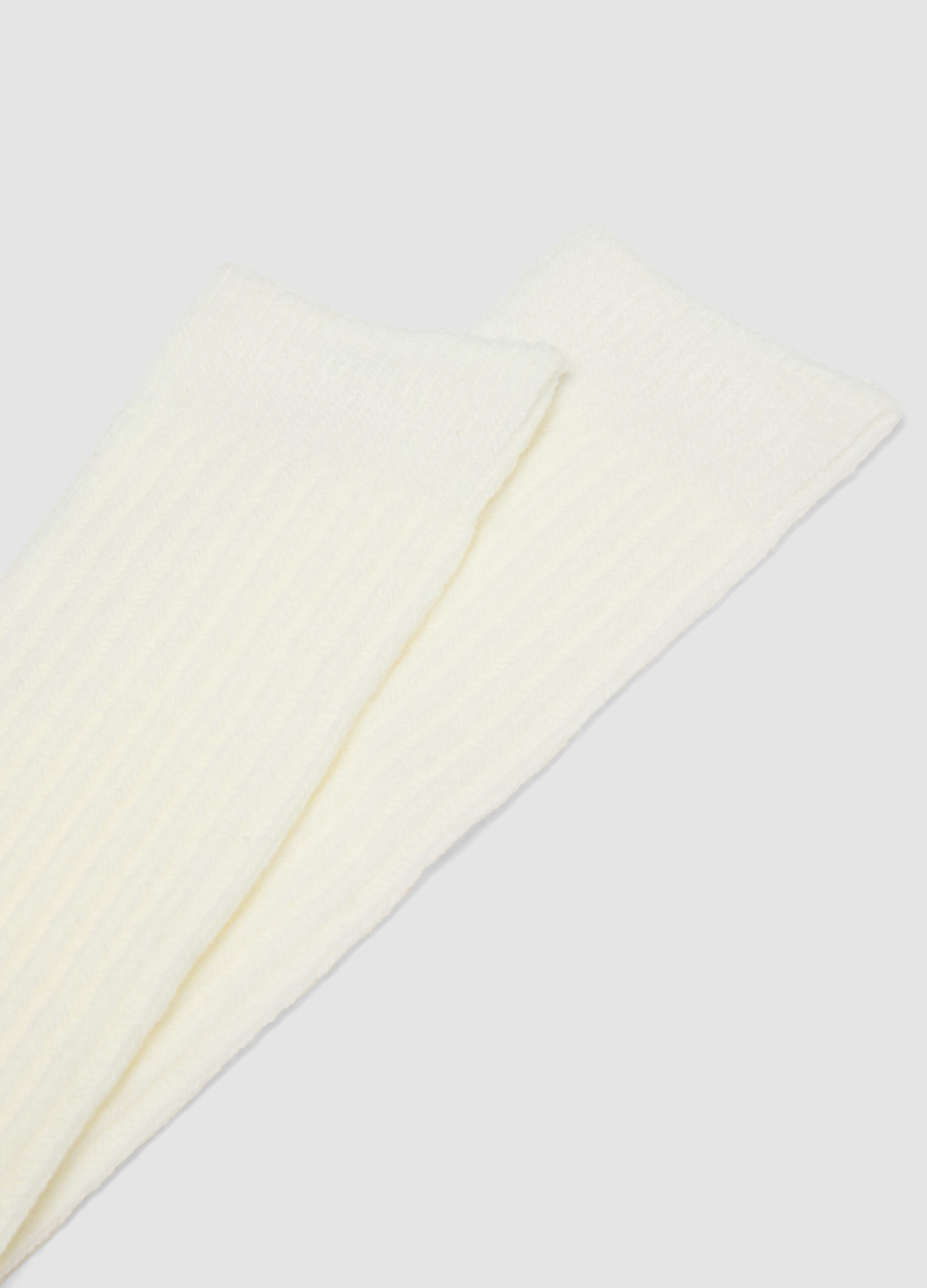 White ribbed stretch-fabric socks