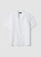 White linen-cotton blend shirt with bowling collar, regular fit_4