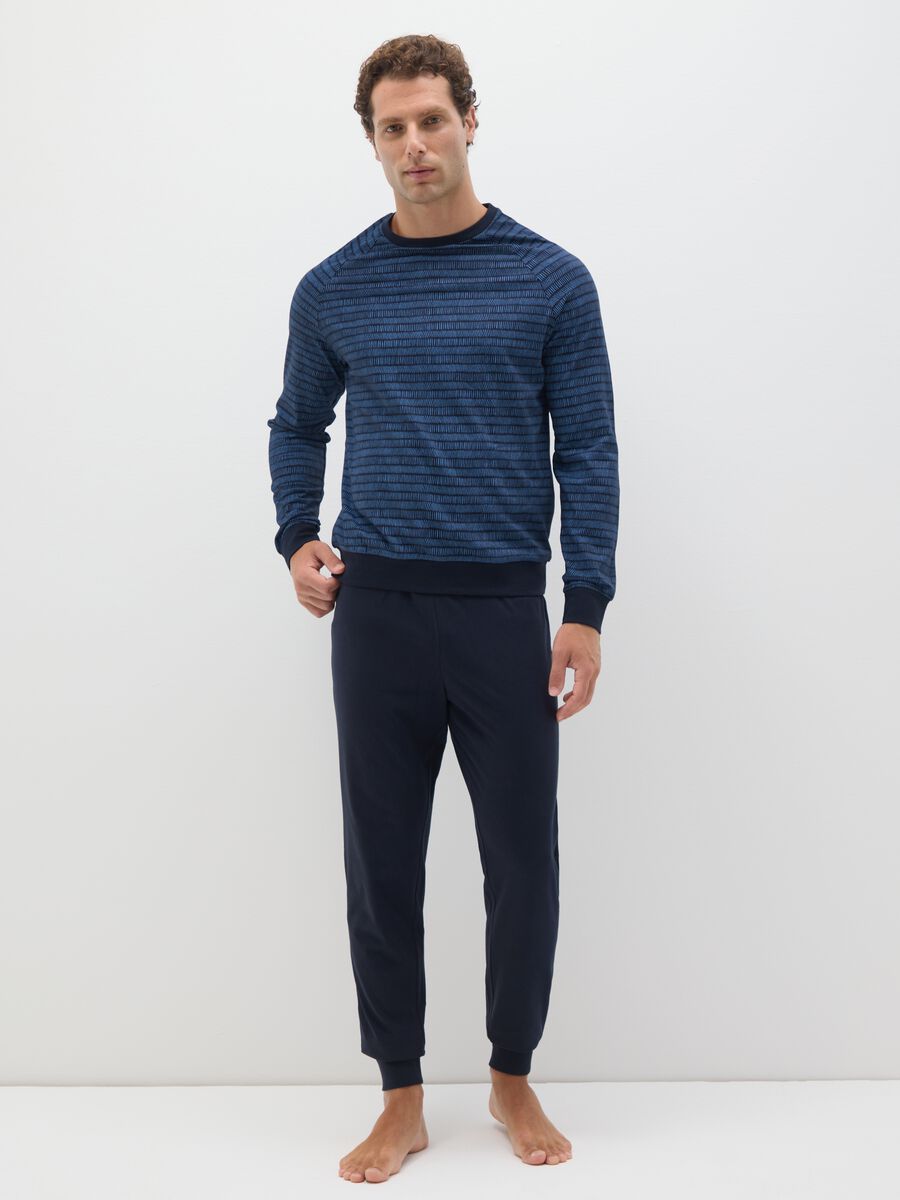 Regular Fit Blue Pure Cotton Pyjamas_0