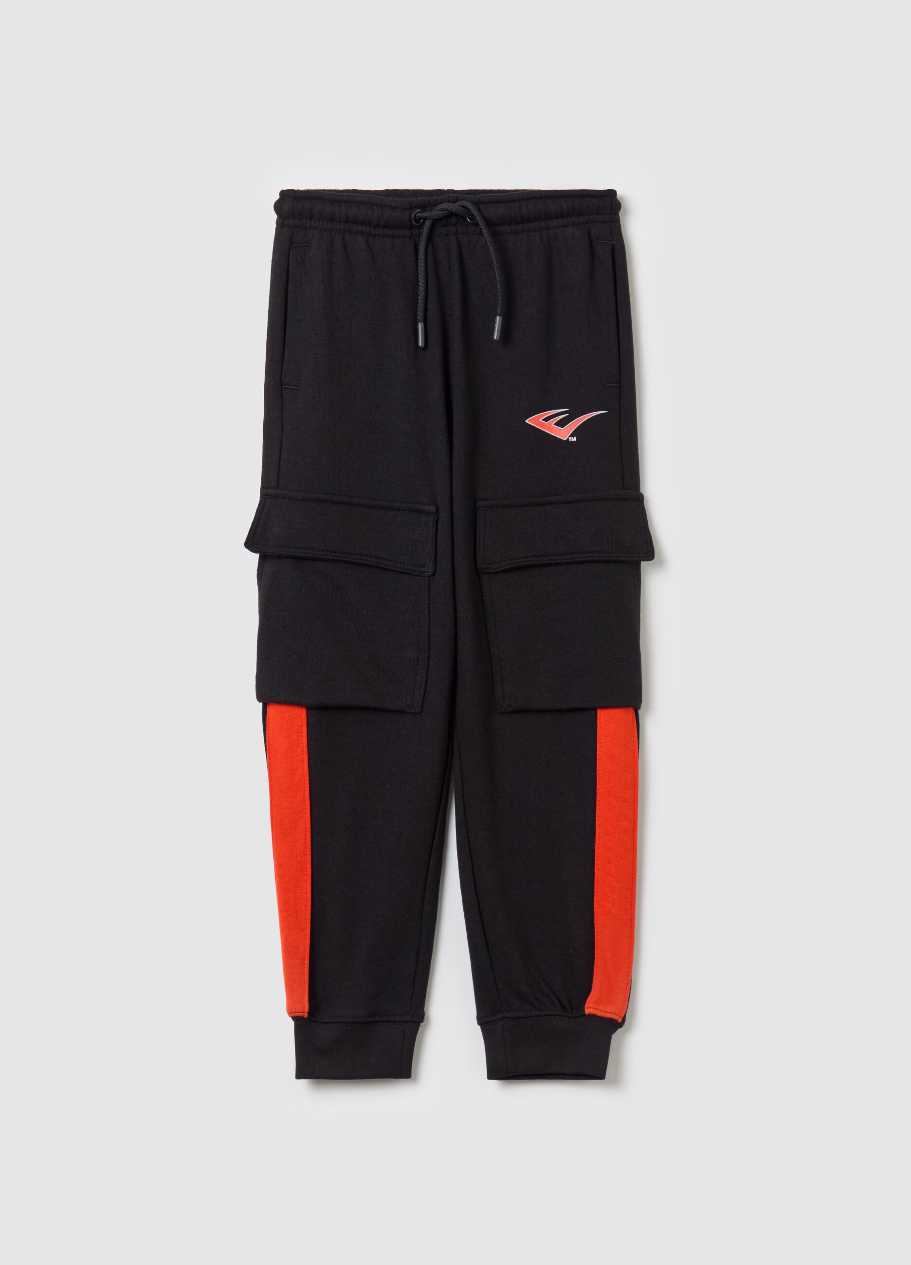 Cargo joggers with drawstring and logo print