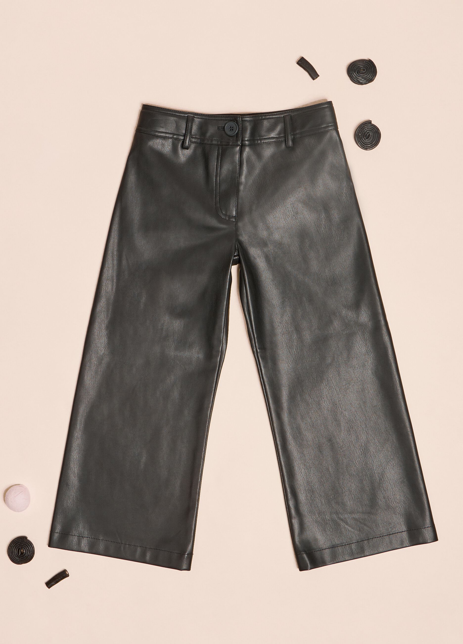 Pantalone in finta pelle wide leg Nero IANA da Bimba OVS