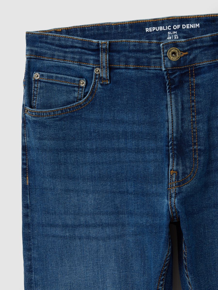 Slim Fit Stretch Cotton Blue Denim Jeans_1