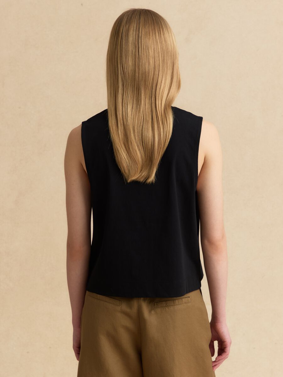 Black cotton-blend tank top_3
