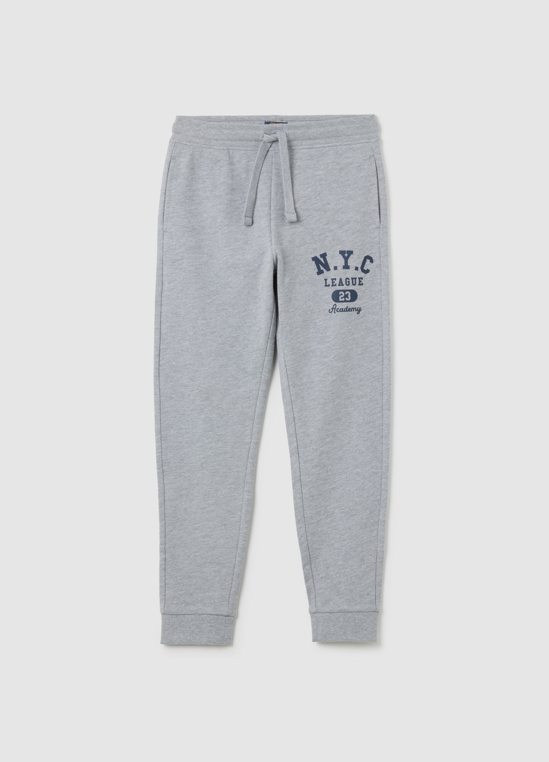 Boys' grey pure cotton joggers regular fit