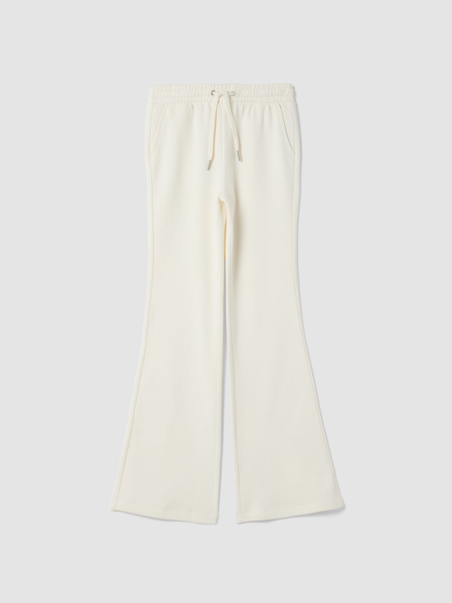 Pantaloni bianchi flare in puro cotone organico_0